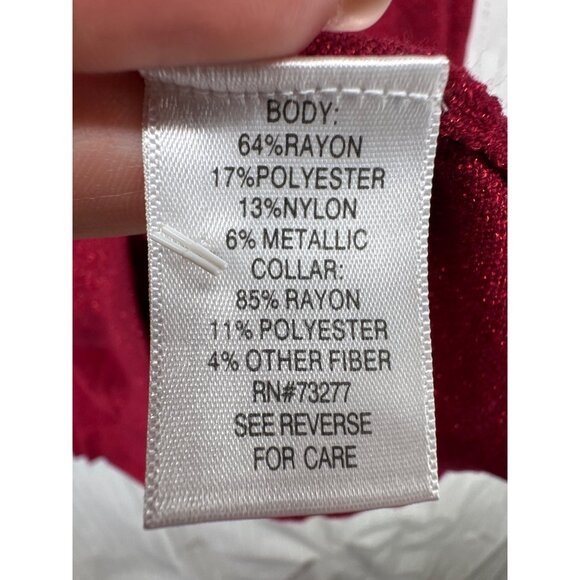 Apt 9 Womens Sweater 0X Red Metallic Cowl Neck Christmas Holiday Cocktail Party - Picture 4 of 10